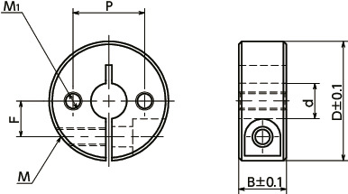 NSCS-SN2固定轴环 - 带固定孔（内螺纹） - 不锈钢制 - 夹紧型寸法図