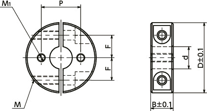 NSCSS-SN2固定轴环 - 带固定孔（内螺纹） - 不锈钢制 - 分离型寸法図