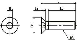 SNFCS内六角埋头螺栓寸法図