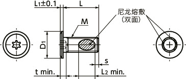 SETS-ALK梅花槽超级短头螺栓（带尼龙熔敷）寸法図