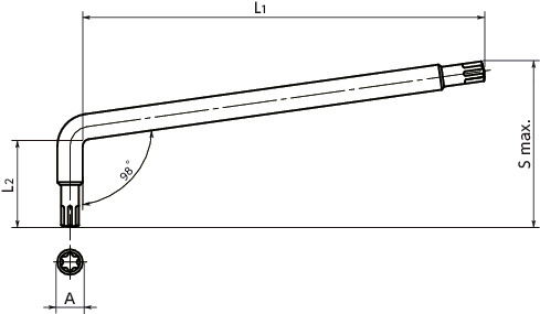 SKX-N对应窄处作业梅花槽扳手寸法図