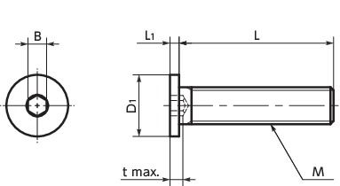 SSHT内六角极短头螺栓（纯钛）寸法図