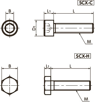 SCX-C陶瓷螺栓寸法図