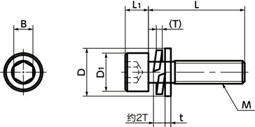SNSQLG垫圈装入型高强度不锈钢内六角圆柱头螺栓寸法図