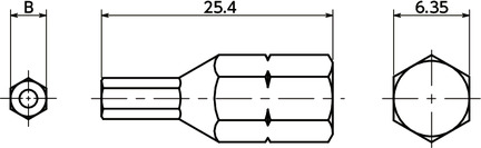 SRHB内六角防破坏螺丝(带芯型)用螺丝批头寸法図