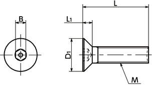 SRHFS内六角埋头螺栓（带芯型）寸法図