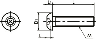 SRSAS三瓣槽圆头螺栓（带芯型）寸法図