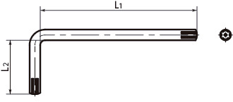 SRX梅花槽防破坏螺丝（带芯型）用扳手寸法図