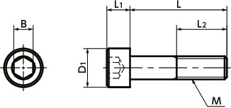 SNST纯钛内六角圆柱头螺栓寸法図