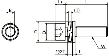 SNSI3T钛合金带垫圈内六角圆柱头螺栓寸法図