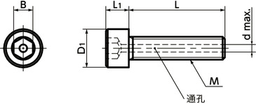 SVSH-C22内六角圆柱头螺栓（相当于哈氏合金C-22/通孔型）寸法図